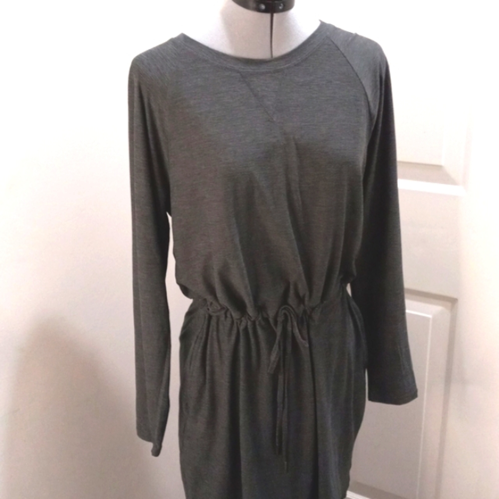 Kyodan Dark Grey Super Soft Gather Tie Dress. SIZE med